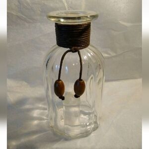 Pier 1 Ribbed Clear Glass Bottle Vintage